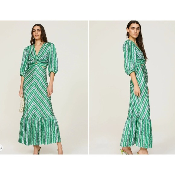 Sandro Dresses & Skirts - Sandro Agnetta Dress Maxi Satin Keyhole Floral‎